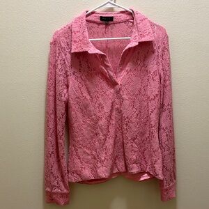 As by DF lace pink button down shirt